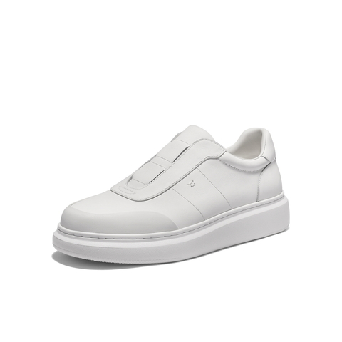 百丽时尚百搭小白鞋男2026新款春牛皮革厚底增高休闲板鞋D5R04AM6