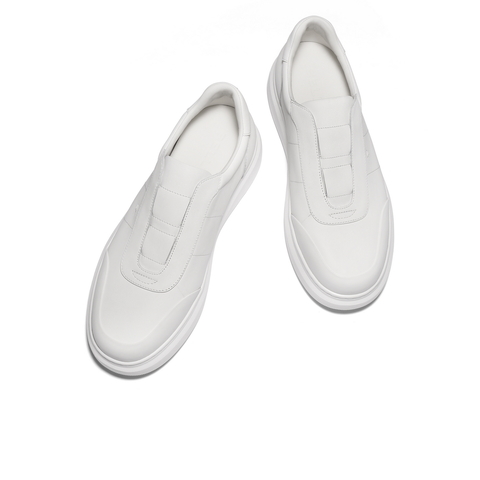 百丽时尚百搭小白鞋男2026新款春牛皮革厚底增高休闲板鞋D5R04AM6