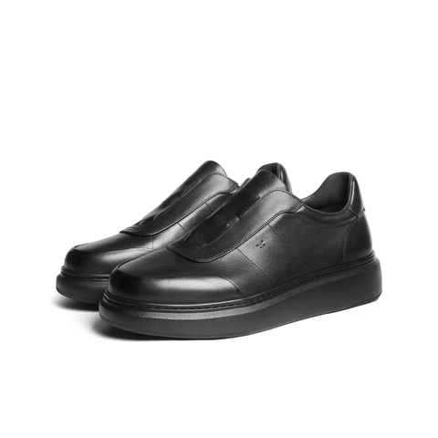 百丽时尚百搭小白鞋男2026新款春牛皮革厚底增高休闲板鞋D5R04AM6