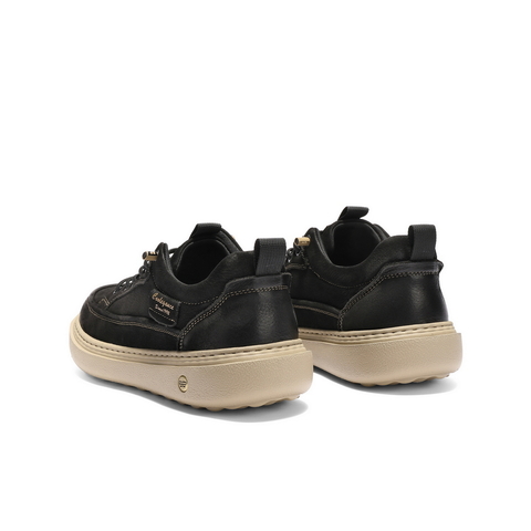 百丽潮搭户外休闲鞋男2026新款春季牛皮革厚底工装板鞋A2137AM6