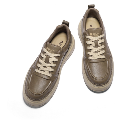 百丽复古潮搭工装鞋男2026新款春季商场同款厚底休闲板鞋8YN01AM6