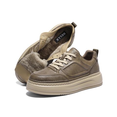 百丽复古潮搭工装鞋男2026新款春季商场同款厚底休闲板鞋8YN01AM6