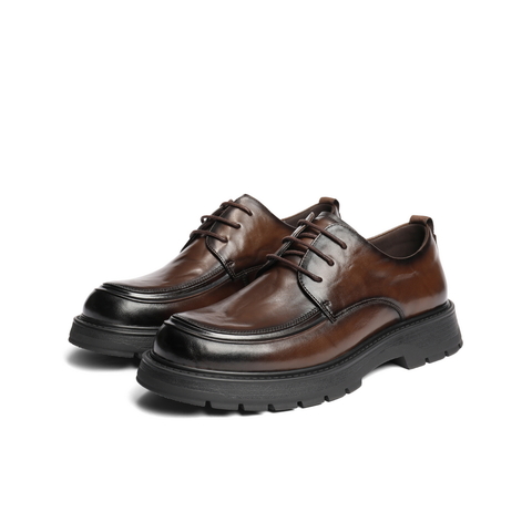 百丽办公通勤商务鞋男士春款牛皮革舒适厚底休闲皮鞋加绒A2118AM6