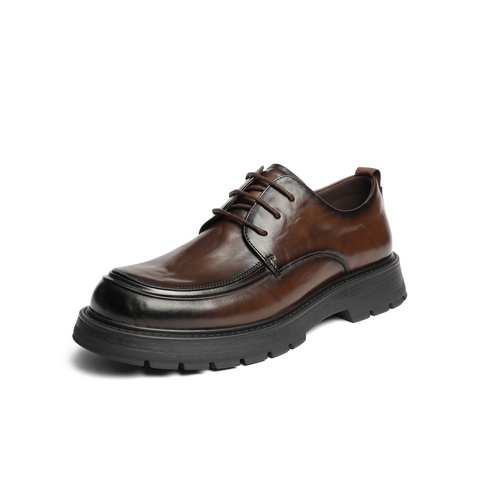 百丽办公通勤商务鞋男士春款牛皮革舒适厚底休闲皮鞋A2118AM6