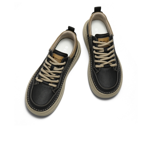 百丽复古潮搭休闲鞋男2026新春季商场款厚底增高工装板鞋8ZY01AM6