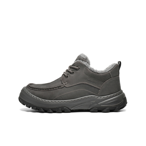 百丽高帮休闲保暖鞋男2026新春季牛皮革厚底潮搭工装短靴A2319AD6