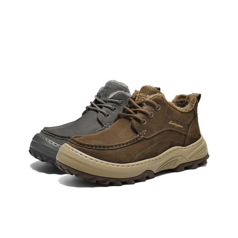 百丽高帮休闲保暖鞋男2026新春季牛皮革厚底潮搭工装短靴A2319AD6