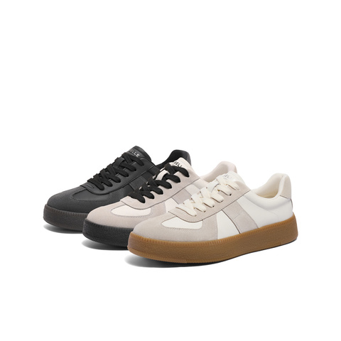 百丽潮搭休闲小白鞋男鞋2026春新复古运动德训鞋撞色板鞋A1703AM6