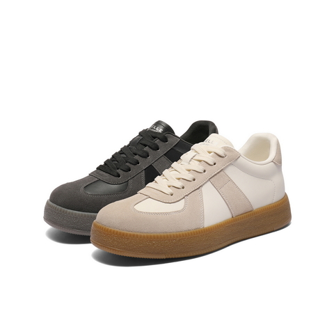 百丽潮搭休闲小白鞋男鞋2026春新复古运动德训鞋撞色板鞋A2223AM6
