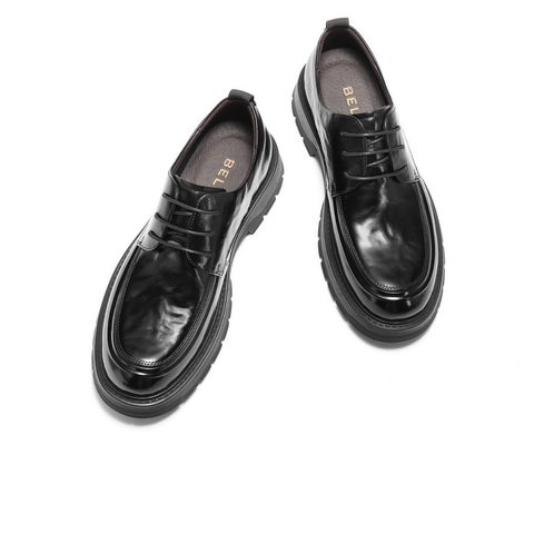 百丽办公通勤商务鞋男士春款牛皮革舒适厚底休闲皮鞋加绒A2118AM6