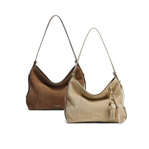 百丽女包25冬流浪摩卡升级版中号反绒麂皮hobo包托特包Z9411AX6