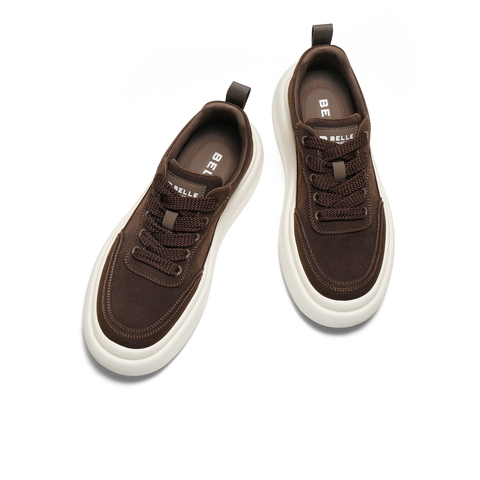 百丽厚底增高休闲板鞋男2026新款夏季舒适潮搭时尚帆布鞋A2330BM6