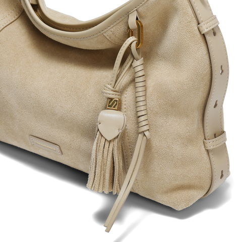 百丽女包25冬流浪摩卡升级版中号反绒麂皮hobo包托特包Z9411AX6