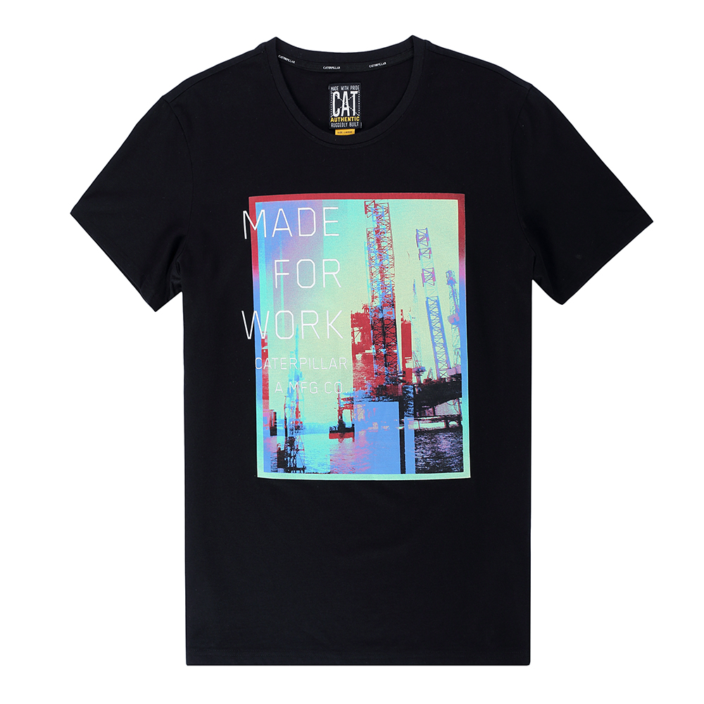 CAT/卡特秋冬款男深黑短袖T恤CG1MTSST136A09