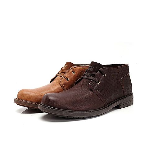 CAT/卡特秋冬咖色牛皮革/织物男户外休闲鞋粗犷装备(Rugged)P720596G3UMR36