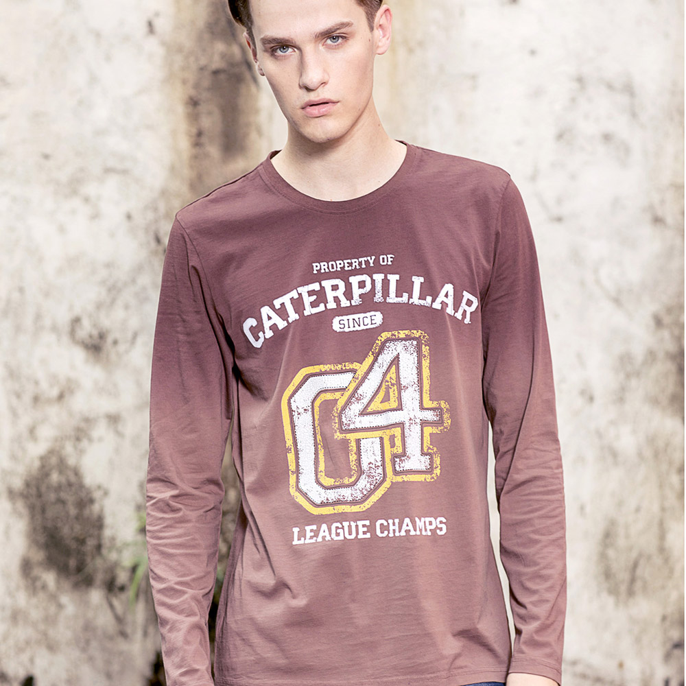 CAT/卡特秋冬款男装咖啡长袖T恤CG5MTLST103B17