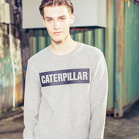 CAT/卡特秋冬款男装浅花灰卫衣套衫CG6MKLSO187C16