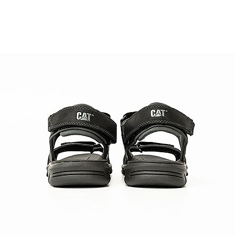 CAT卡特春夏款黑色牛皮革/织物/合成革男子休闲凉鞋P718495I1KLC09