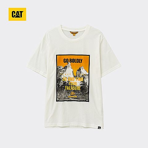 CAT卡特春夏款男式白色印花短袖T恤CI1TSN1525GC10