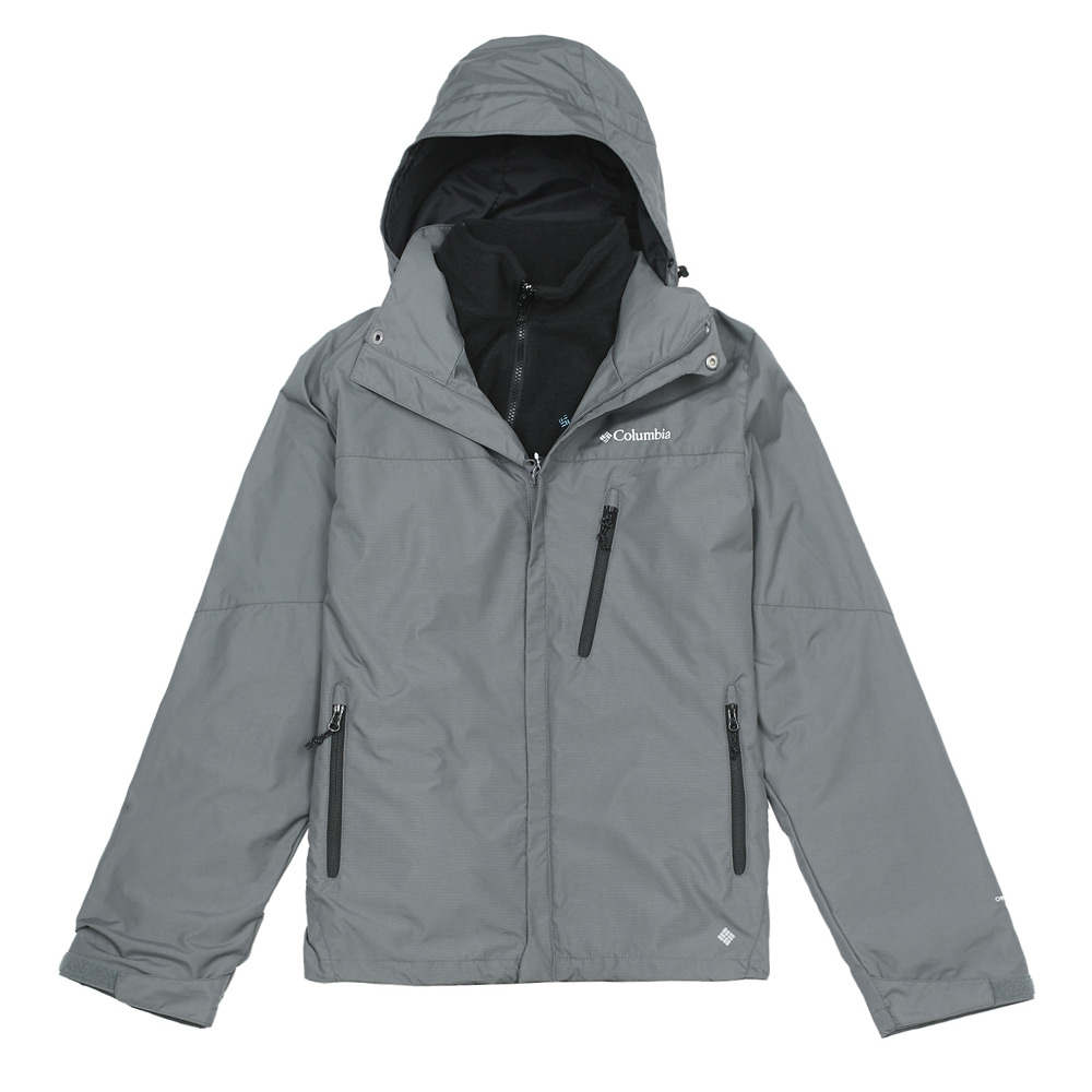 columbia/哥伦比亚灰色男子防污防泼水抓绒内胆三合一冲锋衣2cbpm