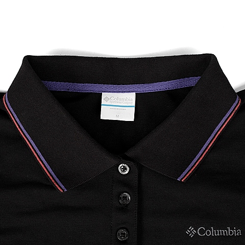 Columbia/哥伦比亚春夏女黑色户外运动速干防紫外线POLO短袖PL2944010