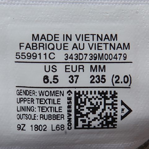 CONVERSE/匡威 女子Chuck Taylor帆布鞋/硫化鞋559911C