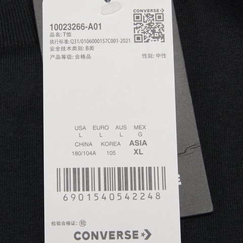 CONVERSE/匡威 新款男子短袖T恤10023266-A01