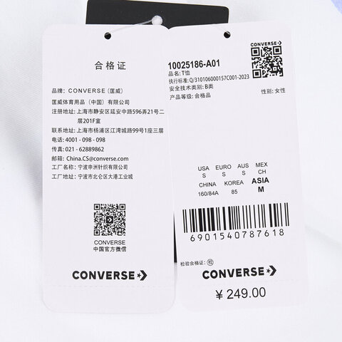 CONVERSE/匡威 2024年新款女子短袖T恤10025186-A01