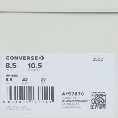 converse匡威2025男子男子-高帮系带-白Chuck Taylor 70S SEASONALA15787C