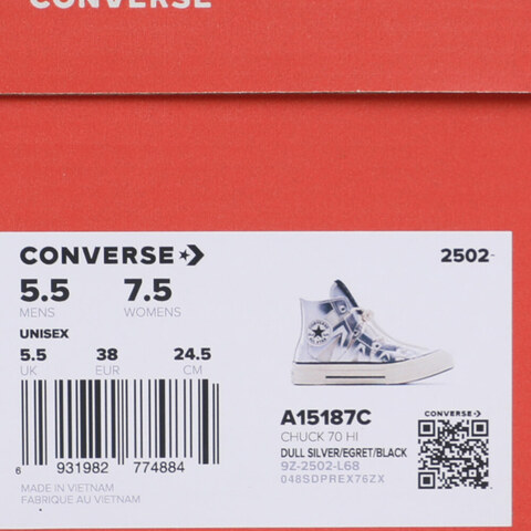 converse匡威2025女子女子-高帮系带-银Chuck Taylor 70S SEASONALA15187C