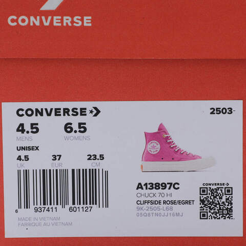 converse匡威2025女子女子-高帮系带-粉Chuck Taylor 70S SEASONALA13897C