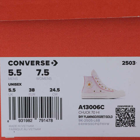 converse匡威2025女子女子-高帮系带-粉Chuck Taylor 70S SEASONALA13006C