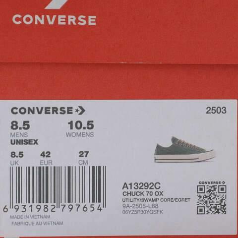 converse匡威2025男子男子-低帮系带-绿Chuck Taylor 70S SEASONALA13292C