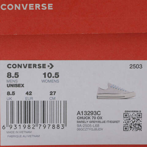 converse匡威2025男子男子-低帮系带-灰Chuck Taylor 70S SEASONALA13293C
