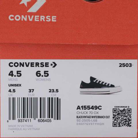 converse匡威2025女子女子-低帮系带-黑Chuck Taylor 70S SEASONALA15549C