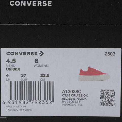 converse匡威2025女子女子-低帮系带-红Chuck Taylor SEASONALA13038C