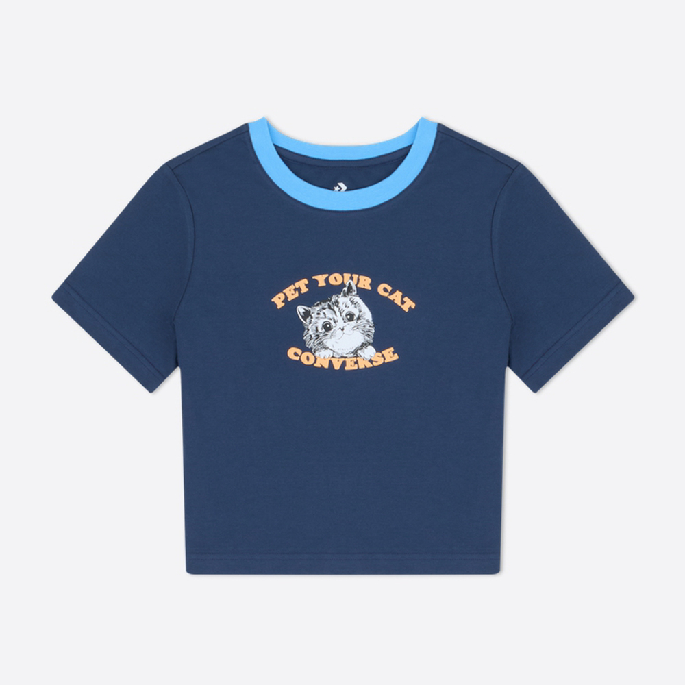 converse匡威2025女子女子-短袖T恤-蓝针织无领短TWCJ653-BFK