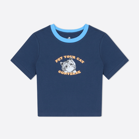 converse匡威2025女子女子-短袖T恤-蓝针织无领短TWCJ653-BFK