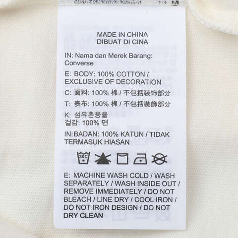 converse匡威2025男子男子-针织无领短T-白针织无领短TMCH621-W2Y