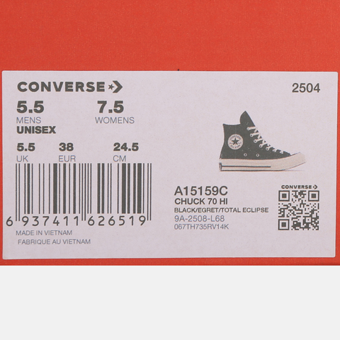 converse匡威2025中性中性-高帮系带-黑Chuck Taylor 70S SEASONALA15159C