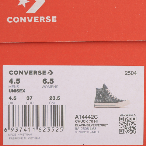 converse匡威2025中性中性-高帮系带-黑Chuck Taylor 70S SEASONALA14442C