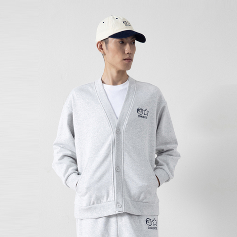 converse匡威2025男子男子-针织无帽外套-灰针织无帽外套UCJ101-GGN