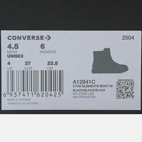 converse匡威2025中性中性-高帮系带-黑Chuck Taylor SEASONALA12941C