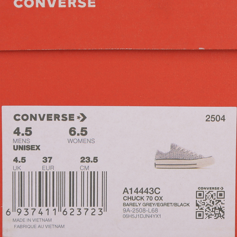 converse匡威2025中性中性-低帮系带-灰Chuck Taylor 70S SEASONALA14443C