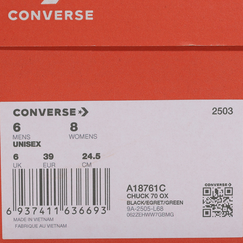 converse匡威2025男子男子-低帮系带-黑Chuck Taylor SEASONALA18761C