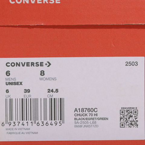 converse匡威2025男子男子-高帮系带-黑Chuck Taylor SEASONALA18760C