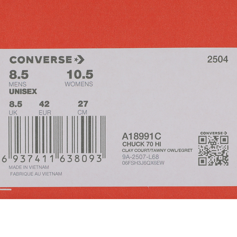 converse匡威2025中性中性-高帮系带-棕Chuck Taylor SEASONALA18991C