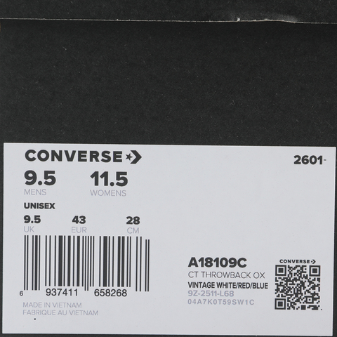 converse匡威2026中性中性-低帮系带-白Chuck Taylor SEASONALA18109C