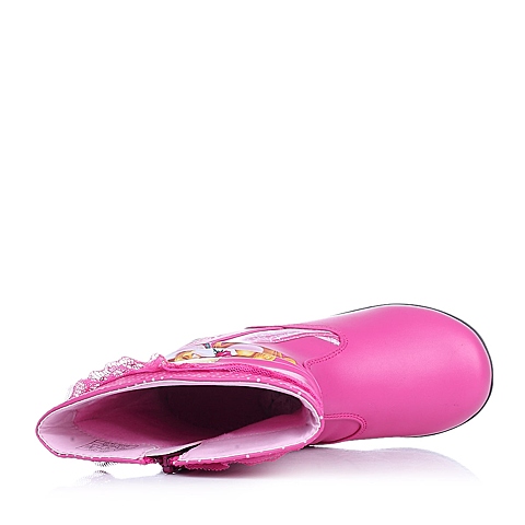 DISNEY/迪士尼童鞋冬季PU桃红女小童童靴灯鞋时装靴DS0402