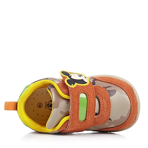 DISNEY/迪士尼童鞋2015秋季新品橙色反毛皮/PU男婴幼童休闲鞋学步鞋CS0517